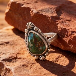 Sonoran Gold Turquoise And Sterling Silver Ring Adjustable